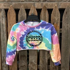 Girls Tie-dye long sleeve crop top Sweatshirt